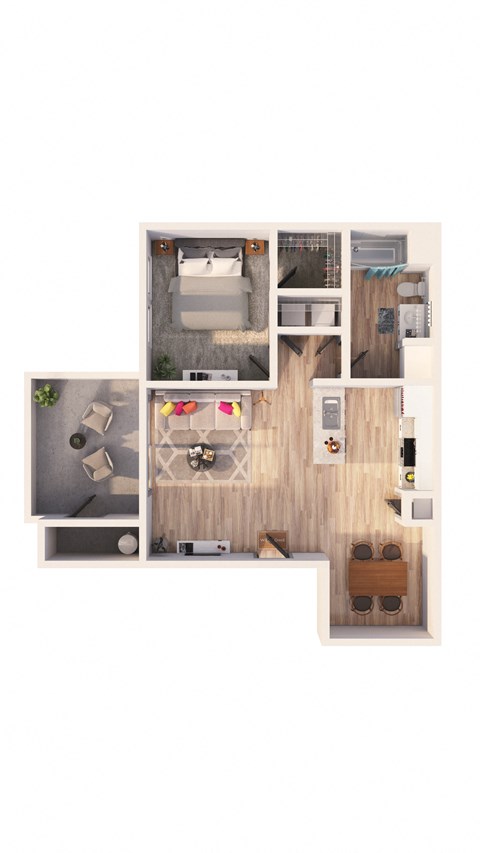 a floor plan of a 1 bedroom apartment